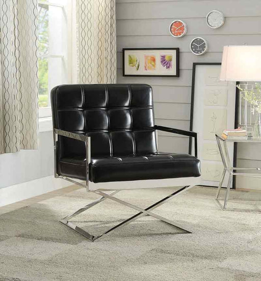 Acme Furniture - Rafael Black PU & Stainless Steel Accent Chair - 59776 - GreatFurnitureDeal
