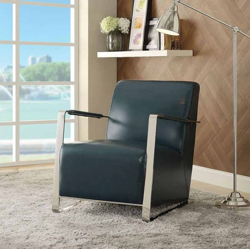 Acme Furniture - Rafael Teal PU & Stainless Steel Accent Chair - 59780 - GreatFurnitureDeal