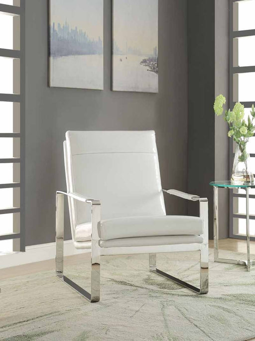 Acme Furniture - Rafael White PU & Stainless Steel Accent Chair - 59782 - GreatFurnitureDeal