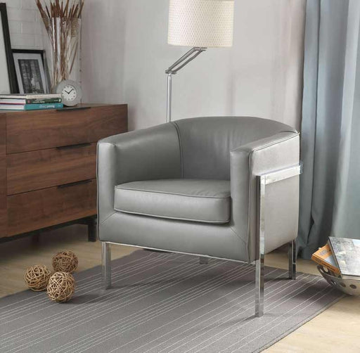Acme Furniture - Tiarnan Vintage Gray PU & Chrome Accent Chair - 59811 - GreatFurnitureDeal