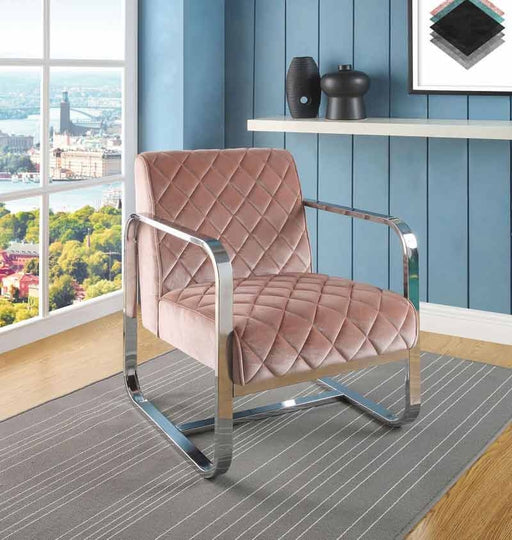 Acme Furniture - Tasmine Peach Velvet & Chrome Accent Chair - 59813 - GreatFurnitureDeal