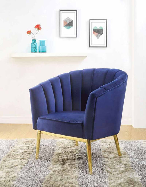 Acme Furniture - Colla Blue Velvet & Gold Accent Chair - 59815 - GreatFurnitureDeal
