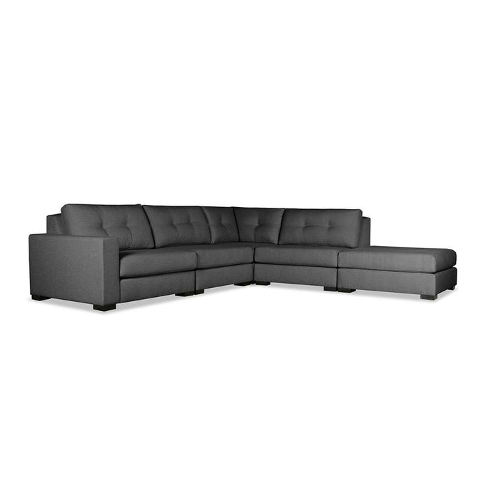 Nativa Interiors - Chester Buttoned Modular L-Shaped Sectional Left Arm Facing 121" With Ottoman Off White - SEC-CHST-BTN-CL-AR2-5PC-PF-WHITE - GreatFurnitureDeal