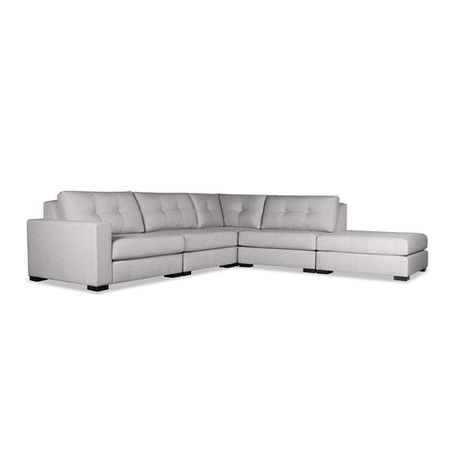 Nativa Interiors - Chester Buttoned Modular L-Shaped Sectional Left Arm Facing 121" With Ottoman Off White - SEC-CHST-BTN-CL-AR2-5PC-PF-WHITE - GreatFurnitureDeal