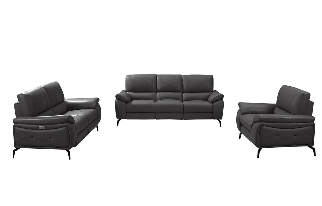 ESF Furniture - 2934 Living Room 3 Piece Living w/Electric Recliner Room Set in Dark Gray - 29343DARKGREYSLC-3SET
