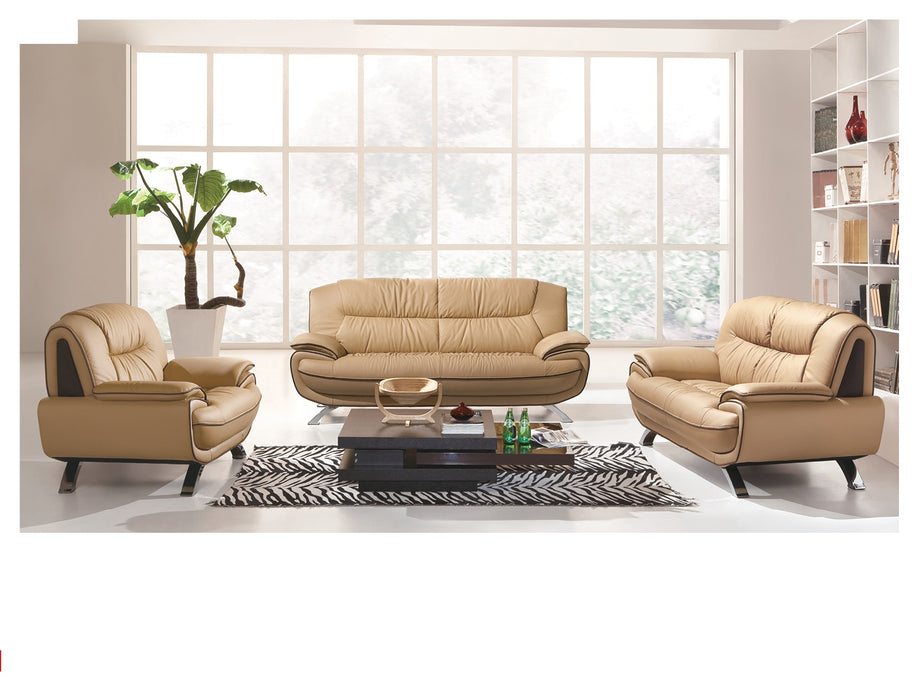ESF Furniture -  405 Living Room 3 Piece Living Room Set in Beige/Brown - 4053BROWNSLC-3SET