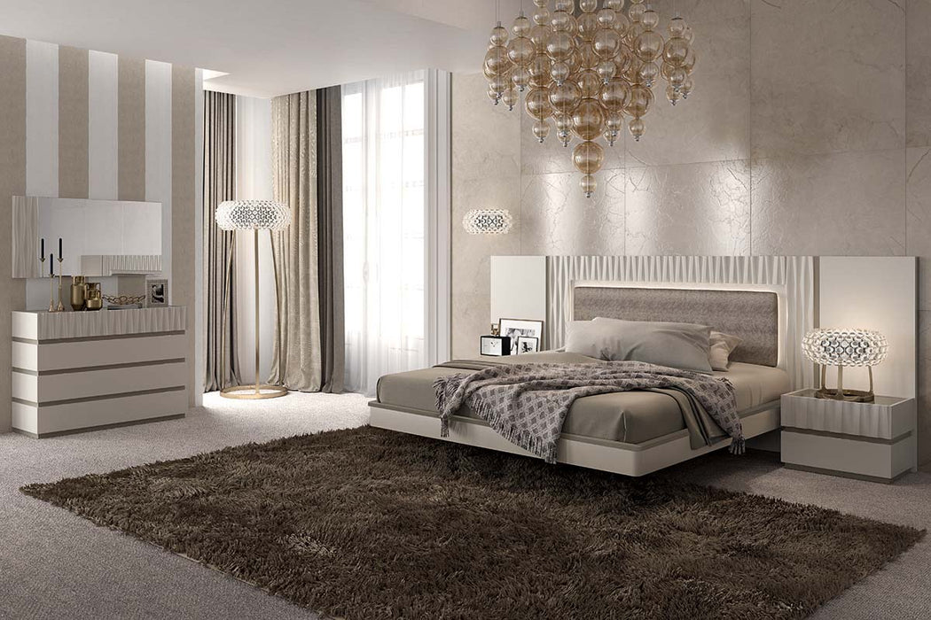 ESF Furniture -  Marina 3 Piece Queen Bedroom Set in Taupe - MARINAQS-TAUPE-3SET
