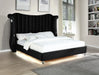 GFD Home - Tulip Queen Upholstery Bed made with Wood in Black - GreatFurnitureDeal