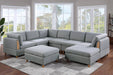 GFD House - Living Room Furniture 8pc Sectional Sofa Set Light Grey Dorris Fabric Couch 3x Wedges 3x Armless Chair And 2x Ottomans - GreatFurnitureDeal