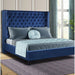 GFD Home - Galaxy Home Allen Tufted Velvet King Upholstered Bed in Navy Blue - GreatFurnitureDeal