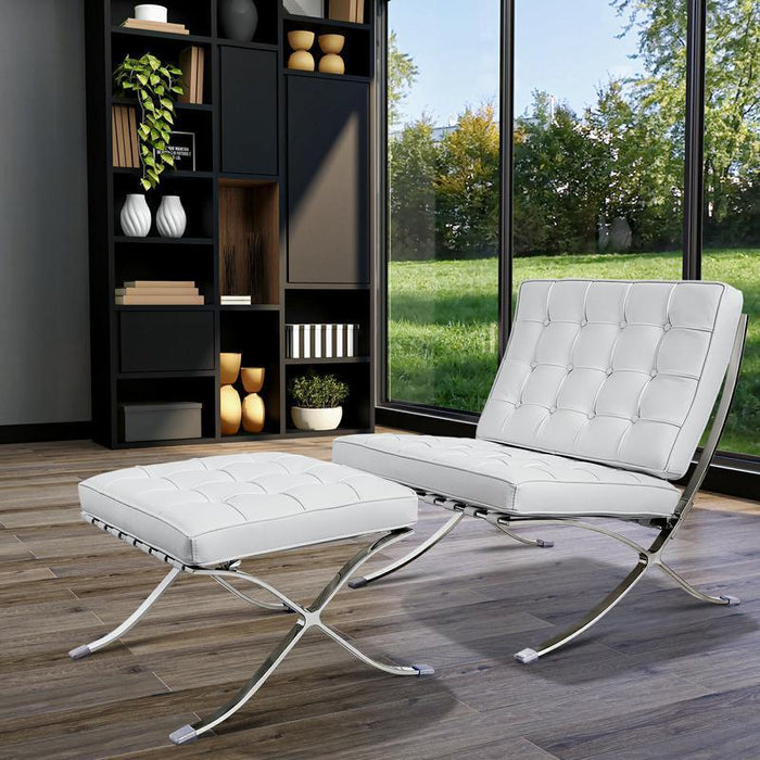 GFD Home - Mid-century Foldable lounge chair with ottoman - GreatFurnitureDeal