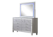 GFD Home - Sterling Full 5-N LED Bedroom set made with wood in Silver Color - GreatFurnitureDeal