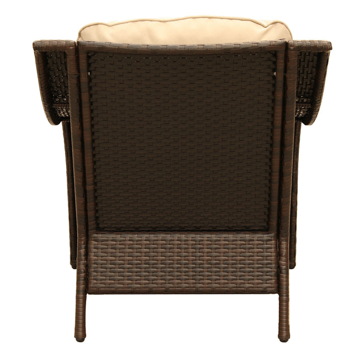 GFD Home - Outdoor Patio Garden Wicker Club Chair with Cushions, Set of 2, Beige - GreatFurnitureDeal