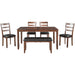 GFD Home - TREXM 6-Piece Kitchen Simple Wooden Dining Table and Chair with Bench, PU Cushion (Walnut) - GreatFurnitureDeal