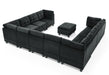 GFD House - U shape Modular Sectional Sofa，DIY Combination，includes Seven Single Chair， Four Corner and One Ottoman，Black Velvet. - GreatFurnitureDeal