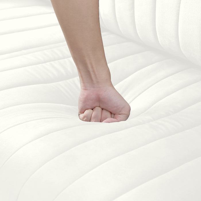 GFD Home - Modern Upholstered Sofa 3 Seater Couches and 2 Set of 2 Seater Couchses for Living Room Sectional Sofas w/throw Pillows and Gold Metal Legs, Cream Velvet - GreatFurnitureDeal