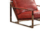 GFD Home - Metal Frame Leather Upholstered Accent Chair in Red - GreatFurnitureDeal