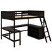 GFD Home - Full size Loft Bed with Shelves and Desk, Wooden Loft Bed with Desk - Espresso - GreatFurnitureDeal