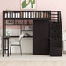 GFD Home - Twin size Loft Bed with Bookshelf,Drawers,Desk,and Wardrobe-Espresso - GreatFurnitureDeal