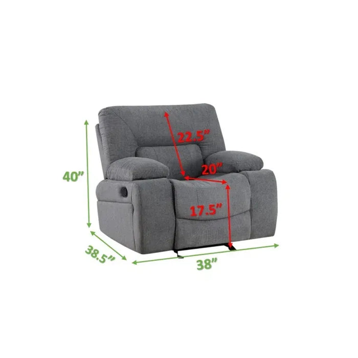 GFD Home - Ohio Manual Recliner 3Pc Living Room Set Made With Chenille Upholstery in Gray - GreatFurnitureDeal