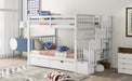 GFD Home - Full Over Full Bunk Bed with Shelves and 6 Storage Drawers, White(Old SKU：LP000046AAK) - GreatFurnitureDeal