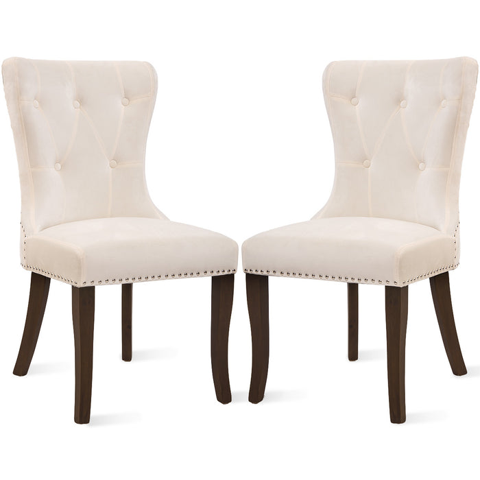 GFD Home - TOPMAX Dining Chair Tufted Armless Chair Upholstered Accent Chair, Set of 6 (Cream) - GreatFurnitureDeal