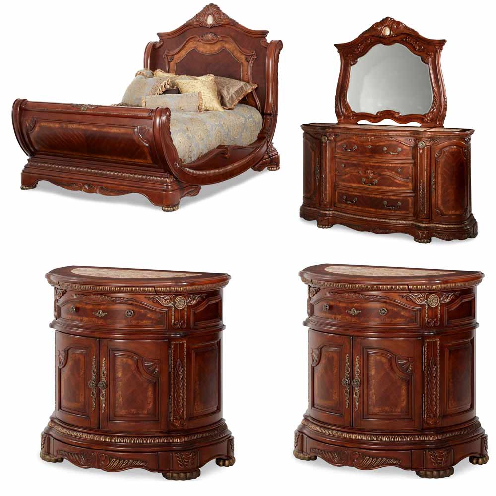AICO Furniture Cortina 8 Piece Queen Sleigh Bedroom Set