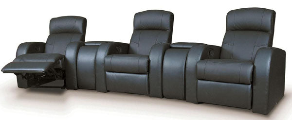 Coaster Furniture - Cyrus Black Leather Match Three-Seat with Wedges Home Theater Set - 600001(3)600002(2)