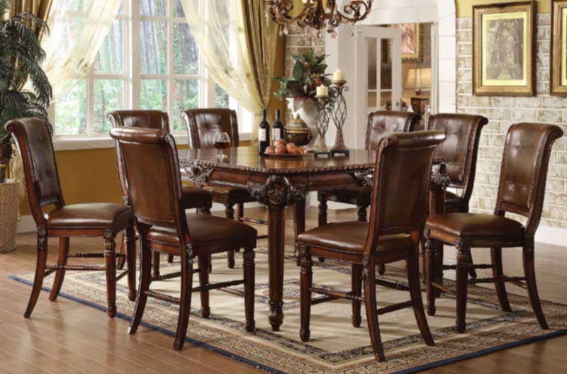Acme Furniture - Winfred 9 Piece Counter Height Dining Table Set in Cherry - 60080-9SET
