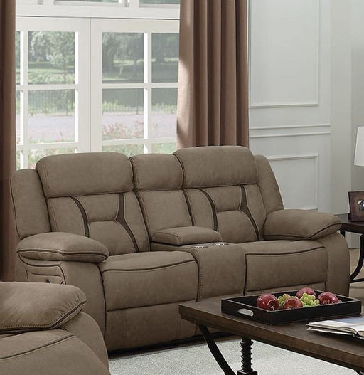 Coaster Furniture - Houston Tan Reclining Loveseat With Console - 602265 - GreatFurnitureDeal