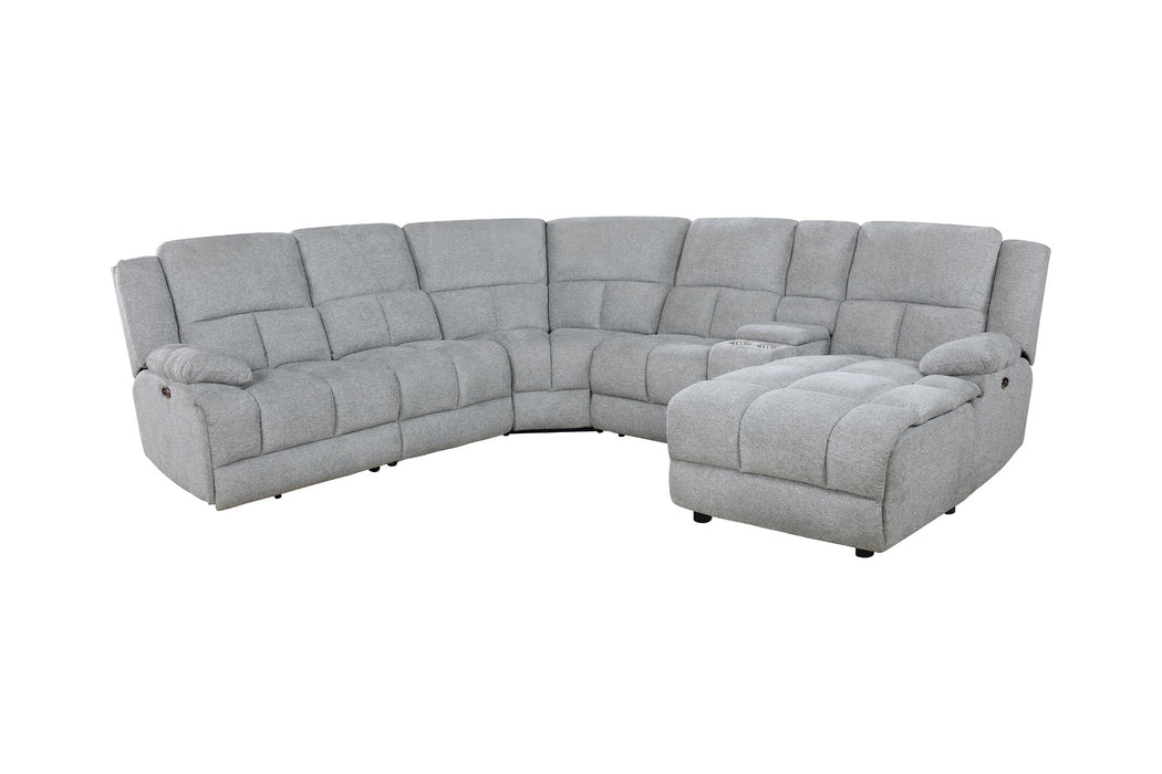 Coaster Furniture - Belize 6-Piece Pillow Top Arm Power Sectional Grey - 602560P - GreatFurnitureDeal