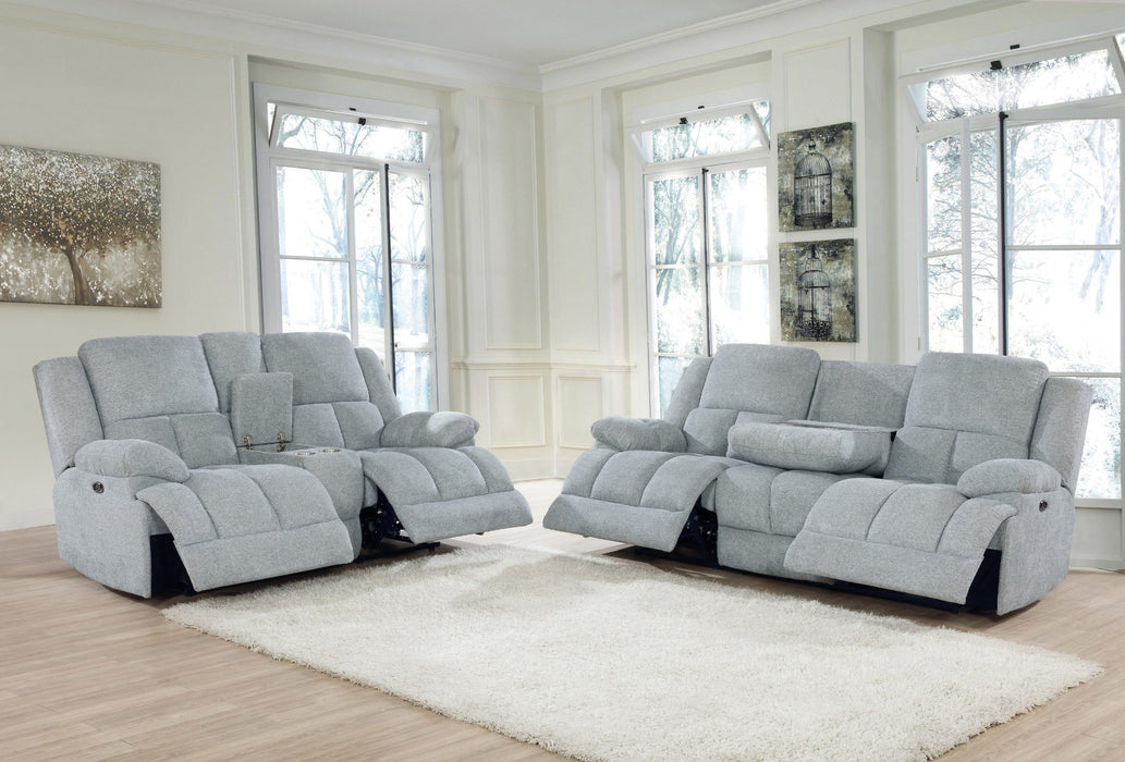 Coaster Furniture - Waterbury 2-Piece Pillow Top Arm Power Living Room Set Grey - 602561P-S2 - GreatFurnitureDeal