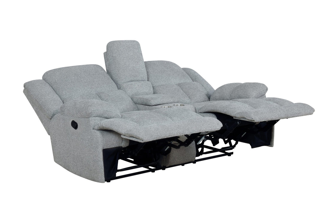 Coaster Furniture - Waterbury Upholstered Motion Loveseat With Console Grey - 602562
