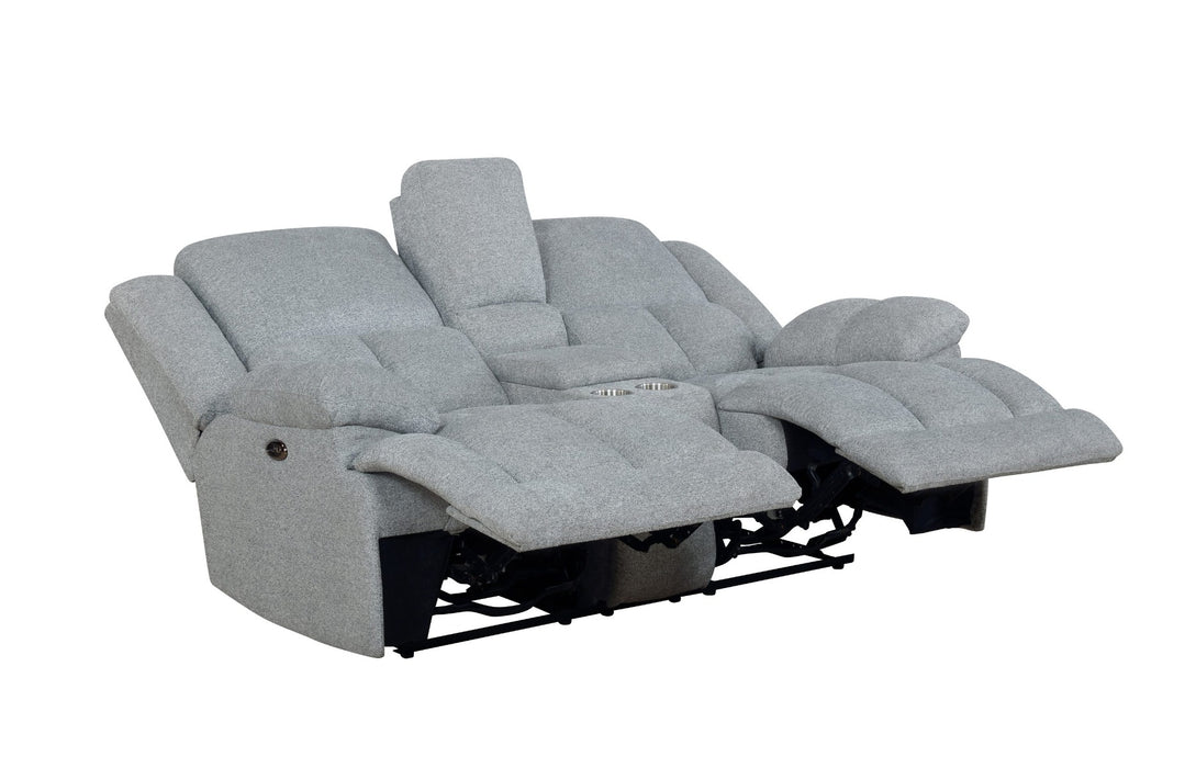 Coaster Furniture - Waterbury Upholstered Motion Loveseat With Console Grey - 602562
