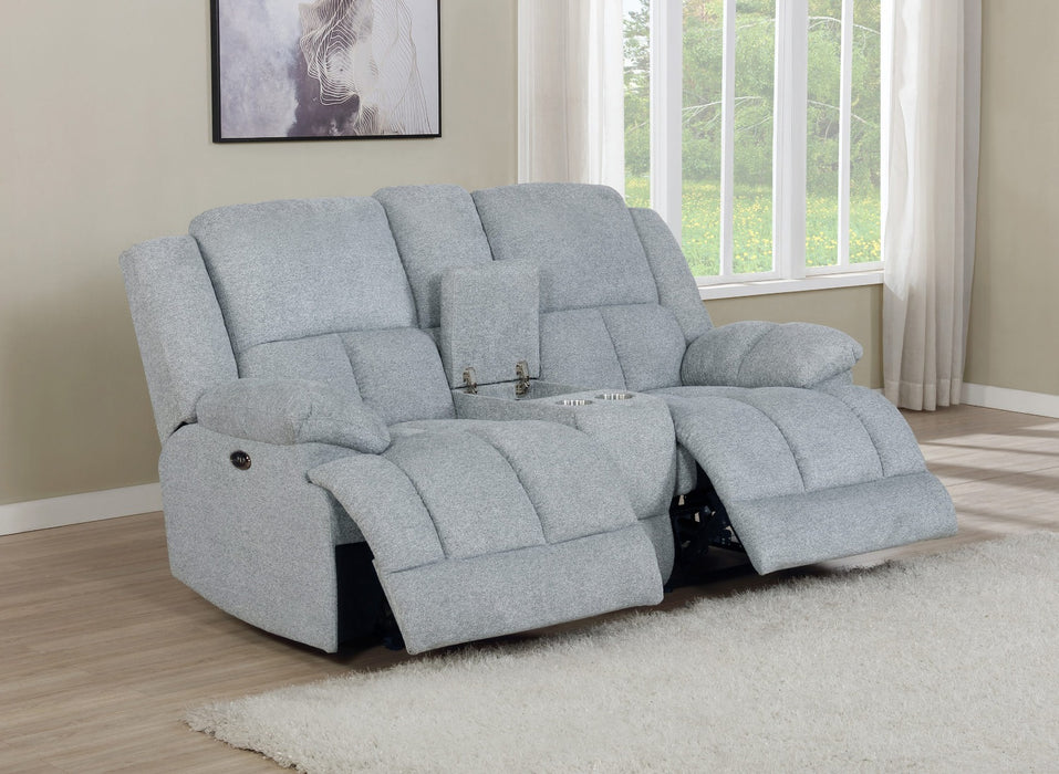 Coaster Furniture - Waterbury Upholstered Power Loveseat With Console Grey - 602562P