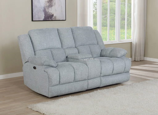 Coaster Furniture - Waterbury Upholstered Power Loveseat With Console Grey - 602562P - GreatFurnitureDeal