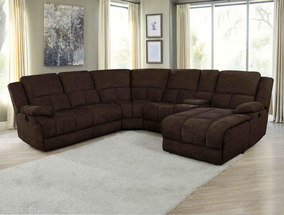Coaster Furniture - Belize 6 Piece Pillow Top Arm Motion Sectional Brown - 602570 - GreatFurnitureDeal