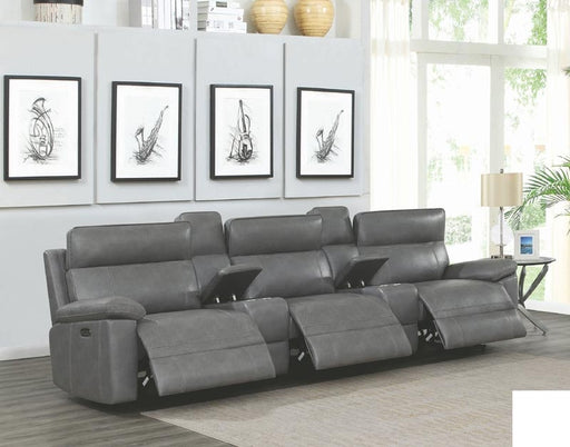 Coaster Furniture - Albany Gray Power Reclining Home Theater With Power Headrest - 603271PPT - GreatFurnitureDeal