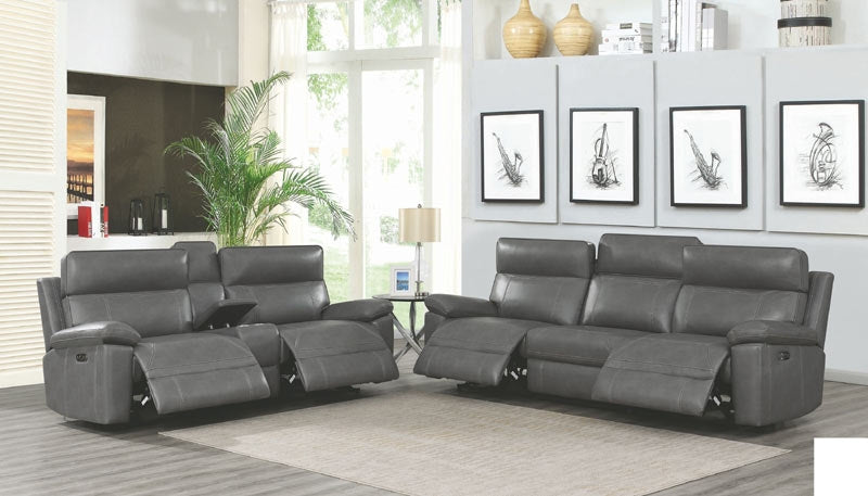 Coaster Furniture - Albany Gray Power Reclining Loveseat With Power Headrest - 603272PP - Room View
