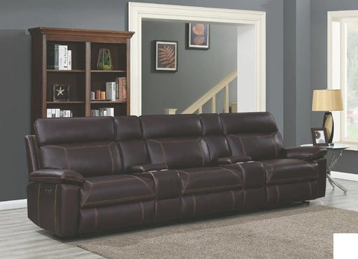 Coaster Furniture - Albany Brown Power Reclining Home Theater With Power Headrest - 603291PPT - GreatFurnitureDeal