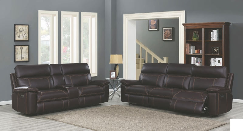Coaster Furniture - Albany Brown Power Reclining Loveseat With Power Headrest - 603292PP