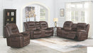Coaster Furniture - Hemer Chocolate Power Reclining Sofa With Power Headrest - 603331PP - Set View