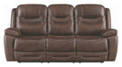 Coaster Furniture - Hemer Chocolate Power Reclining Sofa With Power Headrest - 603331PP - Front View