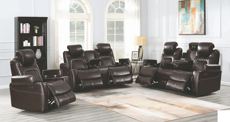 Coaster Furniture - Korbach 3 Piece Espresso Power Reclining Power Headrest Living Room Set - 603411PP-S3 - GreatFurnitureDeal