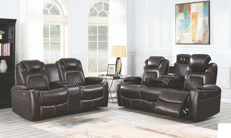 Coaster Furniture - Korbach 3 Piece Espresso Power Reclining Power Headrest Living Room Set - 603411PP-S3