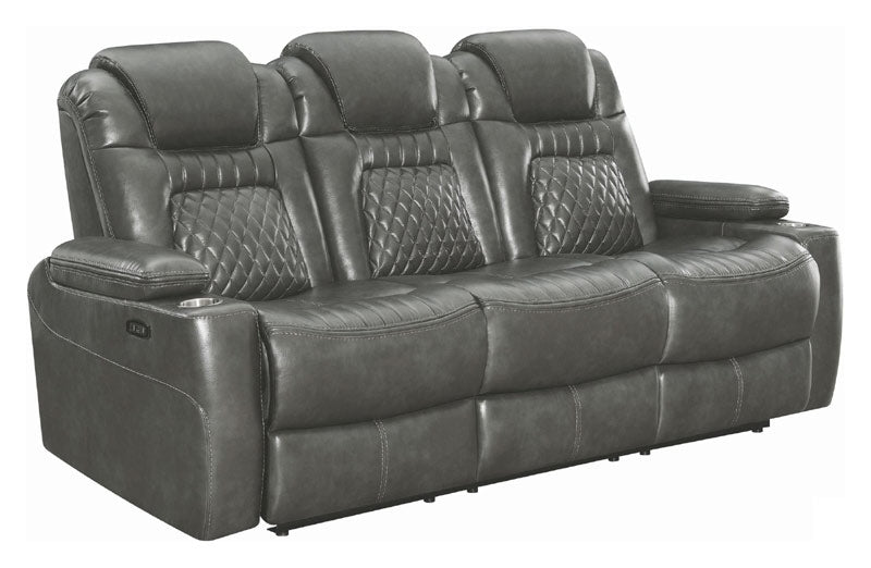 Coaster Furniture - Korbach 2 Piece Charcoal Power Reclining Power Headrest Living Room Set - 603414PP-S2 - Power Sofa
