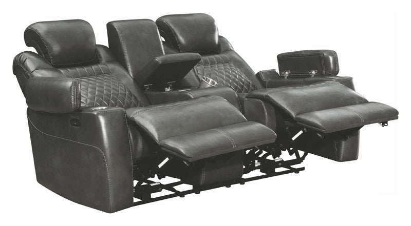 Coaster Furniture - Korbach 3 Piece Charcoal Power Reclining Power Headrest Living Room Set - 603414PP-S3 - GreatFurnitureDeal