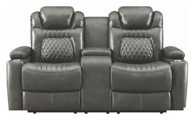 Coaster Furniture - Korbach Charcoal Power Reclining Loveseat With Power Headrest - 603415PP - Front View