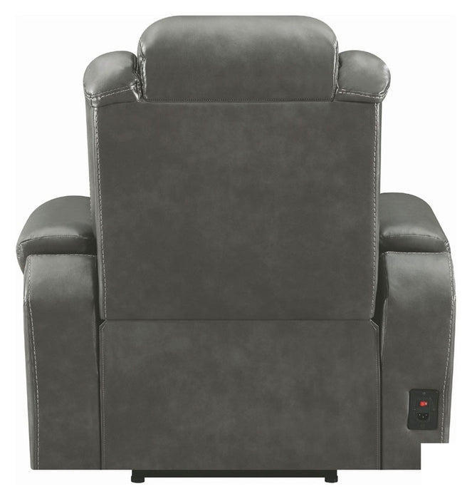 Coaster Furniture - Korbach Charcoal Power Recliner With Power Headrest - 603416PP - Back View