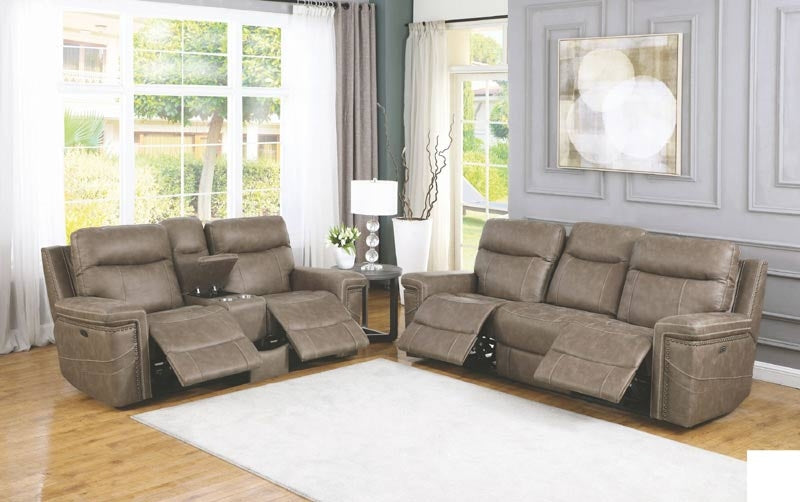Coaster Furniture - Wixom Taupe Power Reclining Loveseat With Power Headrest - 603518PP - GreatFurnitureDeal
